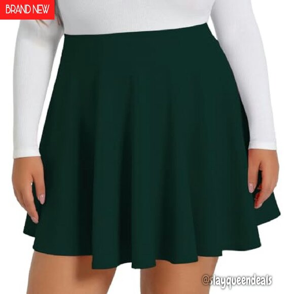 Plus Size Pleated Mini Skirt High Waisted Flowy Summer Casual - Picture 2 of 8